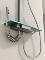 Wall-Mounted Square Shower Head Set with Thermostatic Control – Polished Finish - Image 6